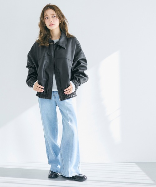 coca（coca）（コカ）の「フェイクレザージャケット（ノーカラージャケット・レディース・ブラック/ブラウン・M/L）」の9枚目の写真