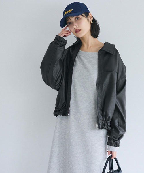 coca（coca）（コカ）の「フェイクレザージャケット（ノーカラージャケット・レディース・ブラック/ブラウン・M/L）」の13枚目の写真