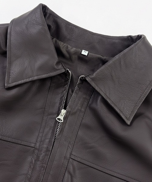 coca（coca）（コカ）の「フェイクレザージャケット（ノーカラージャケット・レディース・ブラック/ブラウン・M/L）」の15枚目の写真
