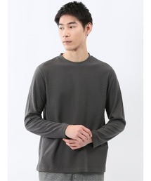 【綿混 ロンＴ】m.f.エディトリアル メンズ 千鳥ジャガード クルーネック 長袖 Tシャツ