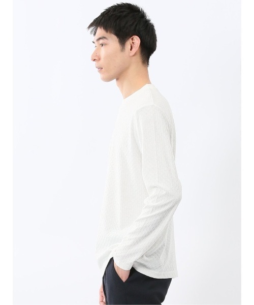 m.f.editorial(エムエフエディトリアル)の「【綿混 ロンT】m.f.エディトリアル メンズ 千鳥ジャガード クルーネック 長袖 Tシャツ(Tシャツ/カットソー・メンズ・ホワイト/グレー系その他2・LARGE/X-LARGE/MEDIUM)」の18枚目の写真