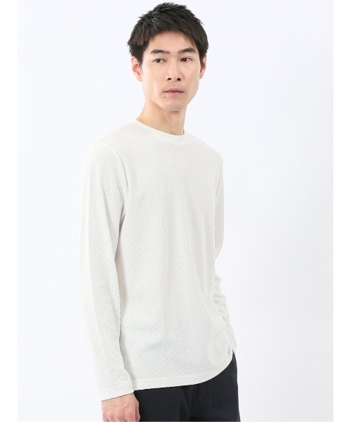 m.f.editorial(エムエフエディトリアル)の「【綿混 ロンT】m.f.エディトリアル メンズ 千鳥ジャガード クルーネック 長袖 Tシャツ(Tシャツ/カットソー・メンズ・ホワイト/グレー系その他2・LARGE/X-LARGE/MEDIUM)」の20枚目の写真
