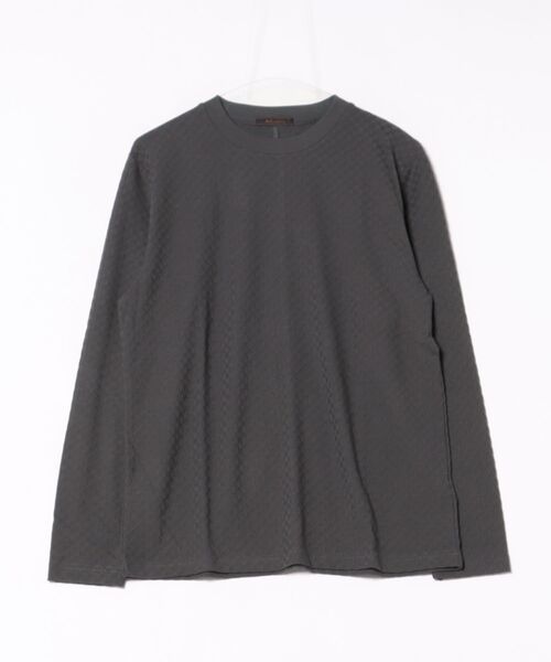 m.f.editorial(エムエフエディトリアル)の「【綿混 ロンT】m.f.エディトリアル メンズ 千鳥ジャガード クルーネック 長袖 Tシャツ(Tシャツ/カットソー・メンズ・ホワイト/グレー系その他2・LARGE/X-LARGE/MEDIUM)」の5枚目の写真