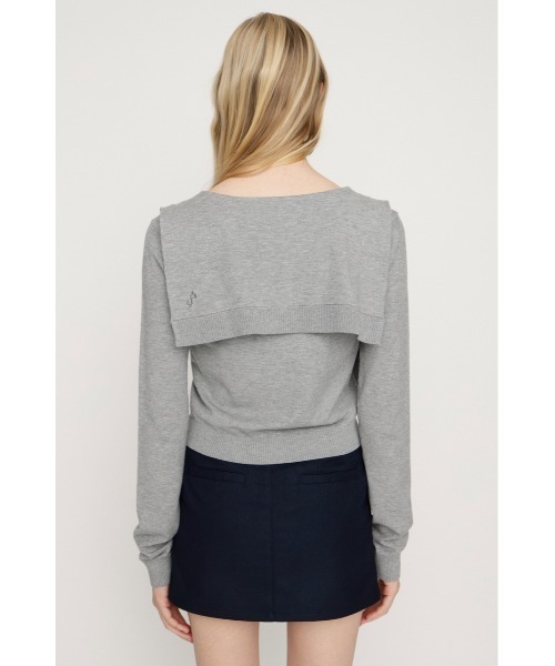 SLY（スライ）の「SAILOR TIE KNIT TOPS セーラータイニットトップス 春服（ニット/セーター・レディース・ライトグリーン/ブラック/杢グレー・FREE）」の4枚目の写真