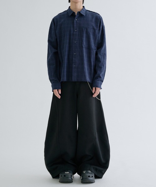 EPNK（イーピーエヌケー）の「Fringe check shirts / フリンジチェックシャツ（シャツ/ブラウス・メンズ・ネイビー/チャコールグレー・SMALL/MEDIUM/LARGE）」の8枚目の写真