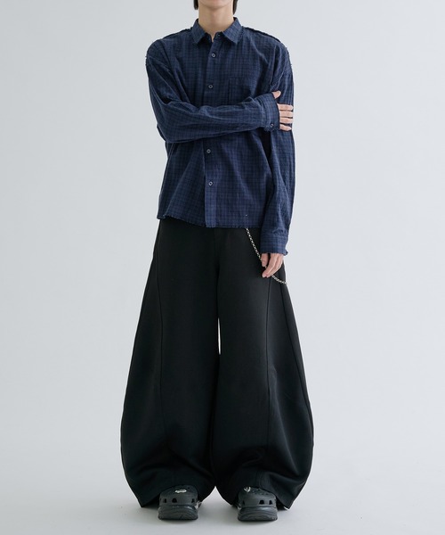 EPNK（イーピーエヌケー）の「Fringe check shirts / フリンジチェックシャツ（シャツ/ブラウス・メンズ・ネイビー/チャコールグレー・SMALL/MEDIUM/LARGE）」の9枚目の写真