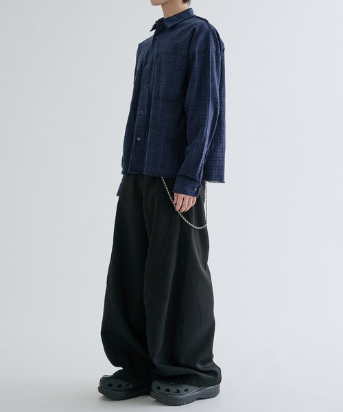 EPNK（イーピーエヌケー）の「Fringe check shirts / フリンジチェックシャツ（シャツ/ブラウス・メンズ・ネイビー/チャコールグレー・SMALL/MEDIUM/LARGE）」の10枚目の写真