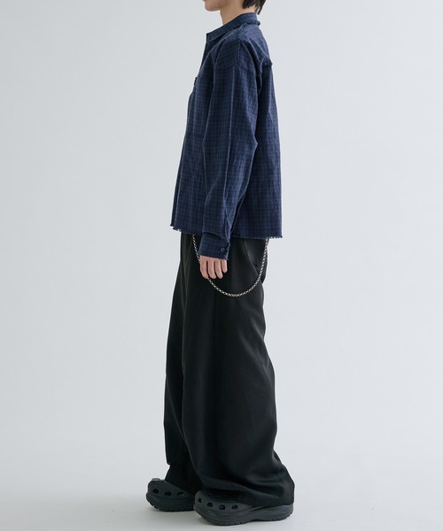 EPNK（イーピーエヌケー）の「Fringe check shirts / フリンジチェックシャツ（シャツ/ブラウス・メンズ・ネイビー/チャコールグレー・SMALL/MEDIUM/LARGE）」の11枚目の写真