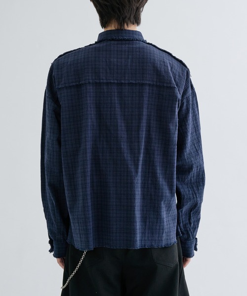 EPNK（イーピーエヌケー）の「Fringe check shirts / フリンジチェックシャツ（シャツ/ブラウス・メンズ・ネイビー/チャコールグレー・SMALL/MEDIUM/LARGE）」の6枚目の写真