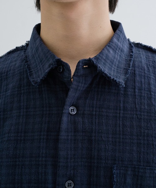 EPNK（イーピーエヌケー）の「Fringe check shirts / フリンジチェックシャツ（シャツ/ブラウス・メンズ・ネイビー/チャコールグレー・SMALL/MEDIUM/LARGE）」の19枚目の写真