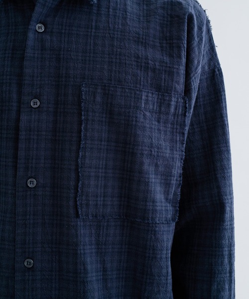 EPNK（イーピーエヌケー）の「Fringe check shirts / フリンジチェックシャツ（シャツ/ブラウス・メンズ・ネイビー/チャコールグレー・SMALL/MEDIUM/LARGE）」の20枚目の写真