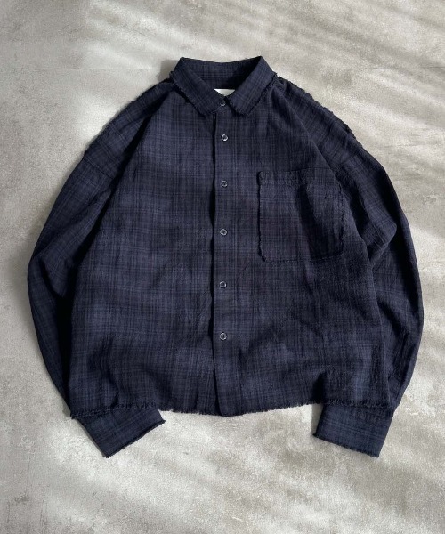 EPNK（イーピーエヌケー）の「Fringe check shirts / フリンジチェックシャツ（シャツ/ブラウス・メンズ・ネイビー/チャコールグレー・SMALL/MEDIUM/LARGE）」の17枚目の写真