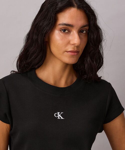 クロップドショートスリーブリブTシャツ（Tシャツ/カットソー