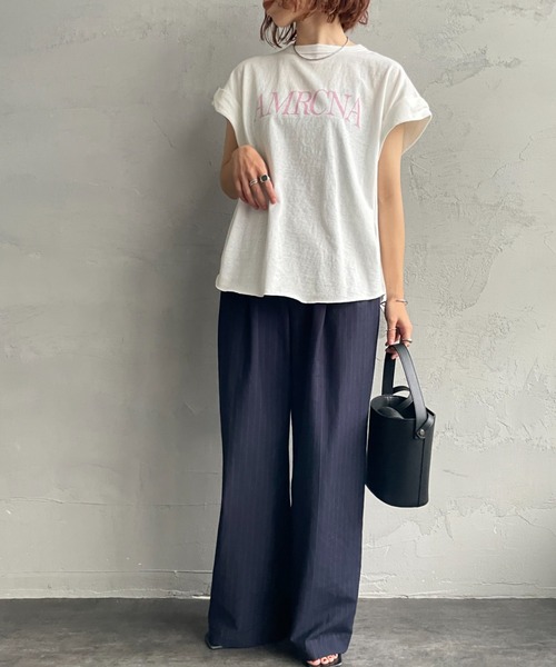 AMERICANA（アメリカーナ）の「【WEB先行予約】[Americana/アメリカーナ] 別注 AMRCNA ラウンドヘム ロゴプリントTシャツ（Tシャツ/カットソー・レディース・カーキ/ホワイト/スミクロ・ONE SIZE）」の14枚目の写真