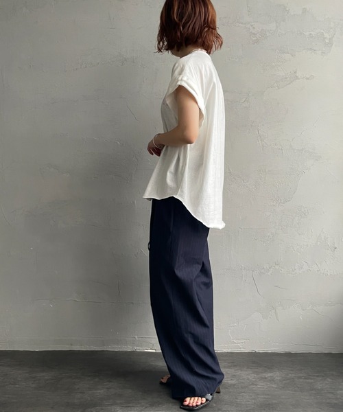 AMERICANA（アメリカーナ）の「【WEB先行予約】[Americana/アメリカーナ] 別注 AMRCNA ラウンドヘム ロゴプリントTシャツ（Tシャツ/カットソー・レディース・カーキ/ホワイト/スミクロ・ONE SIZE）」の15枚目の写真