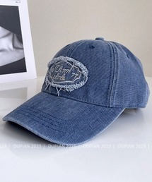 Lips（リップス）の「ウォッシュデニムCAP/同素材シシュウワッペン付（キャップ）」