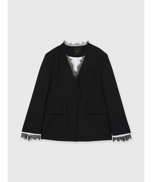 レーストリムノーカラージャケット（ノーカラージャケット）｜anuans