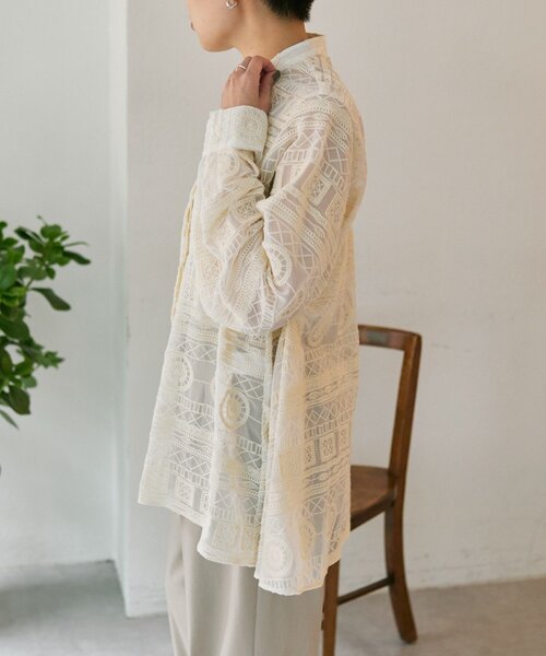 ear PAPILLONNER（イアパピヨネ）の「シアー刺繍ブラウス【SUM1 STYLE】（シャツ/ブラウス・レディース・ホワイト/ブラック/アイボリー・FREE）」の6枚目の写真
