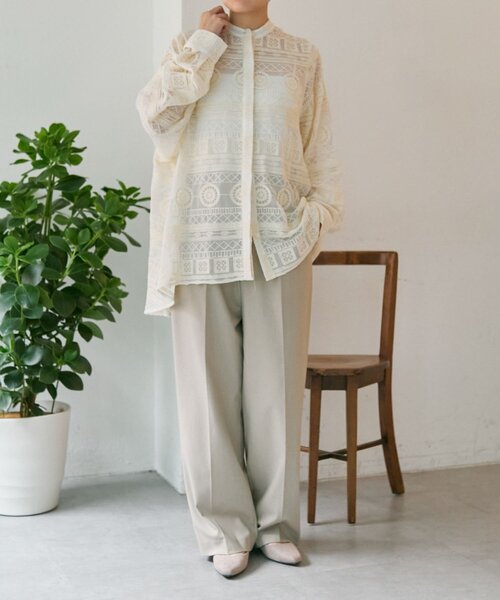 ear PAPILLONNER（イアパピヨネ）の「シアー刺繍ブラウス【SUM1 STYLE】（シャツ/ブラウス・レディース・ホワイト/ブラック/アイボリー・FREE）」の9枚目の写真