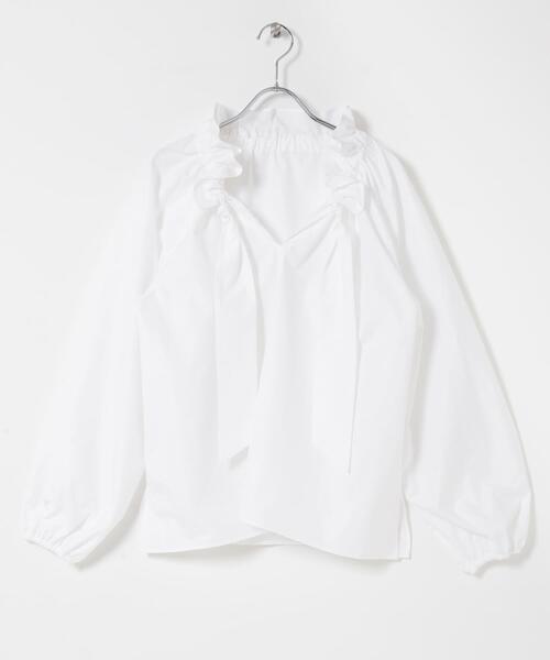 URBAN RESEARCH ROSSO WOMEN（アーバンリサーチ　ロッソ）の「フリルネックシャツブラウス（シャツ/ブラウス・レディース・パープル系その他/ホワイト/チャコールグレー・FREE）」の10枚目の写真