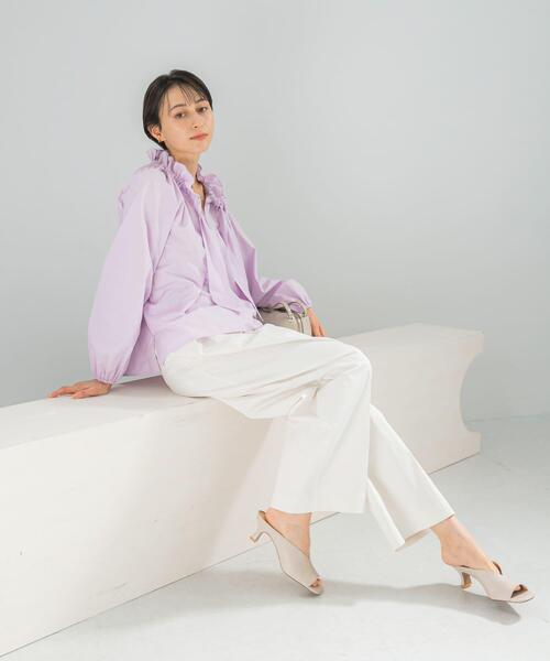 URBAN RESEARCH ROSSO WOMEN（アーバンリサーチ　ロッソ）の「フリルネックシャツブラウス（シャツ/ブラウス・レディース・パープル系その他/ホワイト/チャコールグレー・FREE）」の13枚目の写真