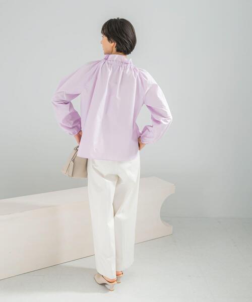 URBAN RESEARCH ROSSO WOMEN（アーバンリサーチ　ロッソ）の「フリルネックシャツブラウス（シャツ/ブラウス・レディース・パープル系その他/ホワイト/チャコールグレー・FREE）」の15枚目の写真