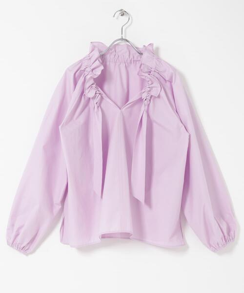 URBAN RESEARCH ROSSO WOMEN（アーバンリサーチ　ロッソ）の「フリルネックシャツブラウス（シャツ/ブラウス・レディース・パープル系その他/ホワイト/チャコールグレー・FREE）」の16枚目の写真