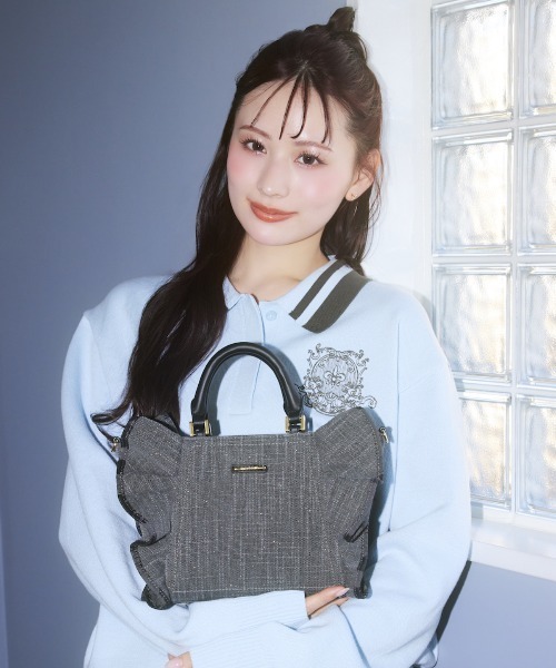 SAMANTHAVEGA（サマンサベガ）の「ラメフリルハンドバッグ（ハンドバッグ・レディース・ブラック/オフホワイト/ピンク・FREE）」の2枚目の写真