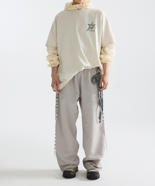 KRUXH(クルクス)の「サイドレースアップ ワイドパンツ / ベージュ(スウェットパンツ・レディース・その他・1/2/3)」の13枚目の写真