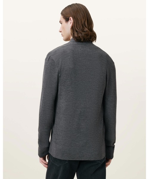 ALLSAINTS（オールセインツ）の「MODE MERINO RAMSKULL OPEN CARDIGAN | モード メリノ ラムスカル オープン カーディガン（カーディガン/ボレロ・メンズ・グレー系その他・S/M/L/XL）」の4枚目の写真