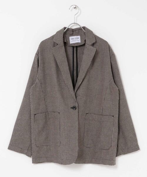 FORK&SPOON(フォークアンドスプーン)の「FORK&SPOON ヘンプブレンドテーラードジャケット(その他アウター・レディース・ベージュ系その他/グレー系その他・1)」の1枚目の写真