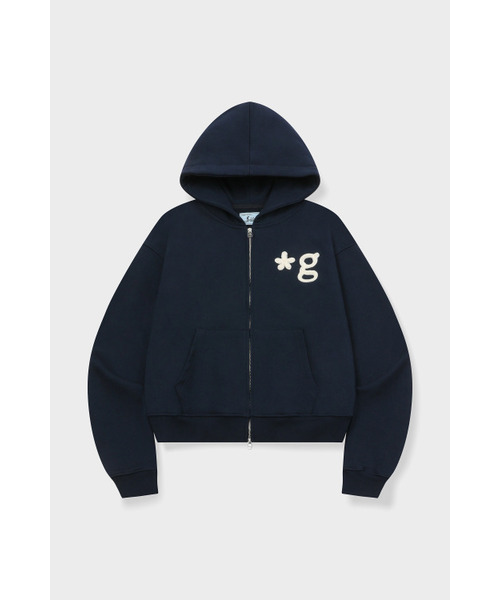 HAND WORK HOODIE ZIP-UP (INK NAVY)（パーカー）｜GRUNDEN
