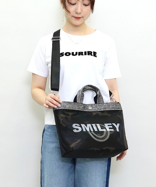 COOCO(クーコ)の「SMILEY inbag付マルチWAYメッシュトートバッグ/A4対応(トートバッグ・レディース・ブラック/ゴールド/シルバー・FREE)」の1枚目の写真