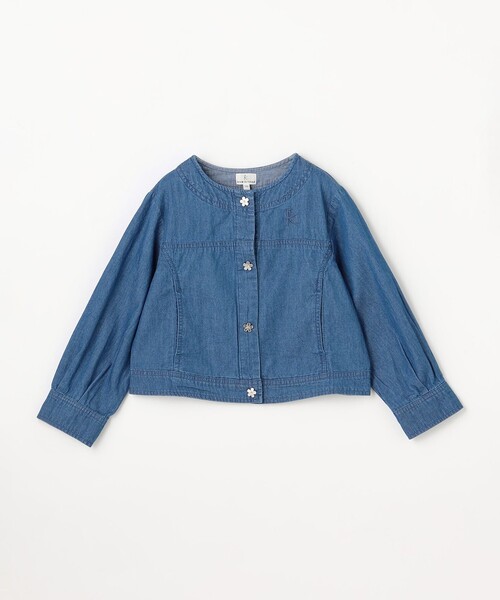 組曲（クミキョク）の「【110-140㎝】 フラワーボタンデニムジャケット（デニムジャケット・キッズ・ネイビー系・110/120/130/140）」の3枚目の写真
