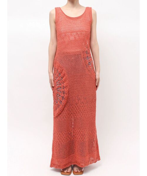 Ungrid(アングリッド)の「透かし編みノースリニットワンピース(ワンピース・レディース・その他1/オレンジ/アイボリー・FREE)」の13枚目の写真