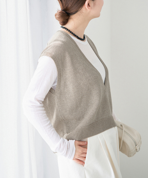 IENA（イエナ）の「コットンwashiニットベスト（ベスト・レディース・ブラック/カーキ・FREE）」の17枚目の写真