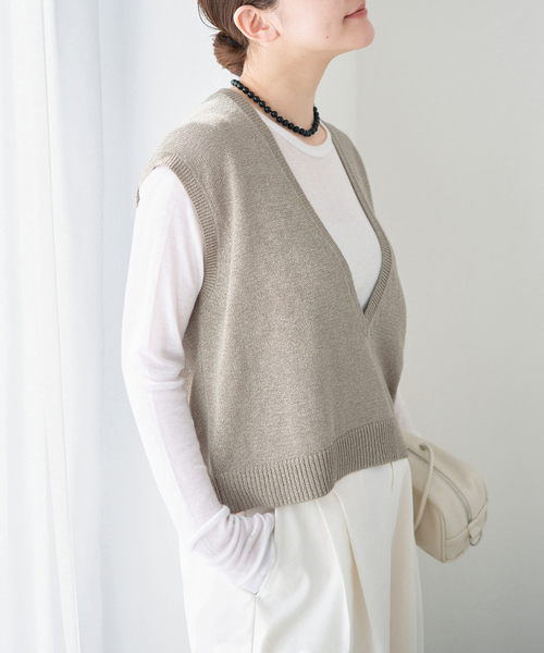 IENA（イエナ）の「コットンwashiニットベスト（ベスト・レディース・ブラック/カーキ・FREE）」の18枚目の写真