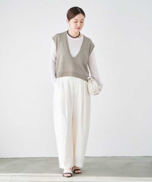 IENA（イエナ）の「コットンwashiニットベスト（ベスト・レディース・ブラック/カーキ・FREE）」の19枚目の写真