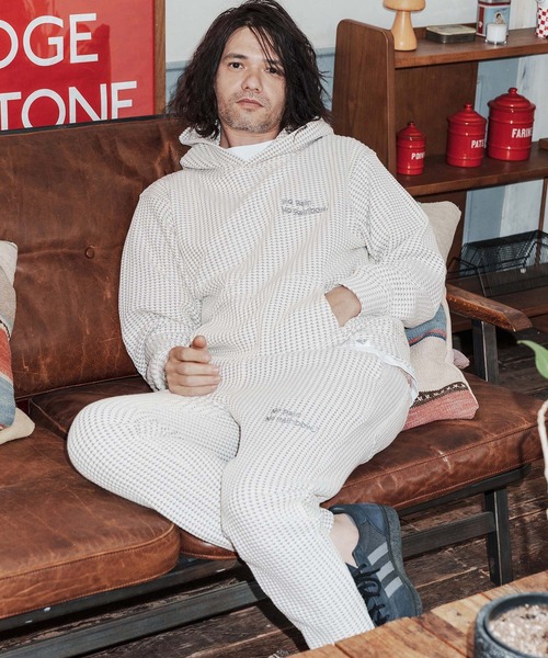 No Rain No Rainbow（ノーレインノーレインボー）の「mp14812-waffle knit pants イージーパンツ(NR26S-02)（その他パンツ・メンズ・ネイビー×ホワイト/ブラック/グレー×ホワイト・L/M/S）」の10枚目の写真