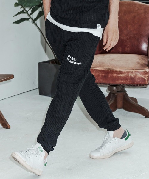 No Rain No Rainbow（ノーレインノーレインボー）の「mp14812-waffle knit pants イージーパンツ(NR26S-02)（その他パンツ・メンズ・ネイビー×ホワイト/ブラック/グレー×ホワイト・L/M/S）」の18枚目の写真