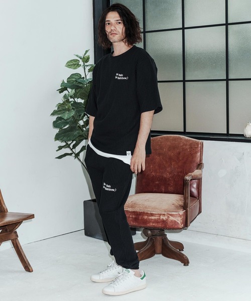 No Rain No Rainbow（ノーレインノーレインボー）の「mp14812-waffle knit pants イージーパンツ(NR26S-02)（その他パンツ・メンズ・ネイビー×ホワイト/ブラック/グレー×ホワイト・L/M/S）」の21枚目の写真