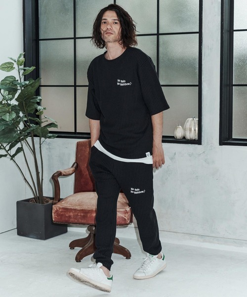 No Rain No Rainbow（ノーレインノーレインボー）の「mp14812-waffle knit pants イージーパンツ(NR26S-02)（その他パンツ・メンズ・ネイビー×ホワイト/ブラック/グレー×ホワイト・L/M/S）」の22枚目の写真
