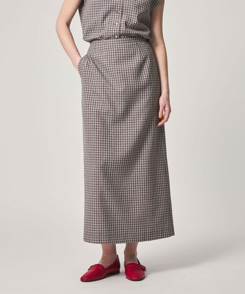 Steven Alan（スティーブンアラン）の「＜Steven Alan＞チェック ロング スカート（スカート・レディース・ライトブルー/ネイビー/ブラウン・L/M/S）」の4枚目の写真