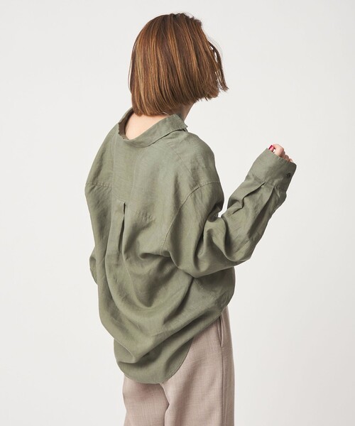 conte(コンテ)の「<conte>リネン ベーシックシャツ(シャツ/ブラウス・レディース・ダークグリーン/ホワイト/ネイビー・FREE)」の7枚目の写真