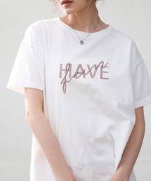 ロゴ刺繍デザイン半袖Tシャツ