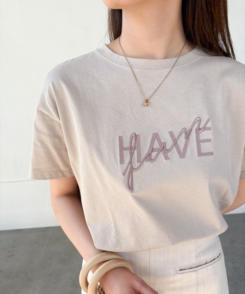 Bab（バブ）の「ロゴ刺繍デザイン半袖Ｔシャツ（Tシャツ/カットソー・レディース・オフホワイト/ブラック/グレイッシュベージュ/ライトグレー・MEDIUM）」の4枚目の写真