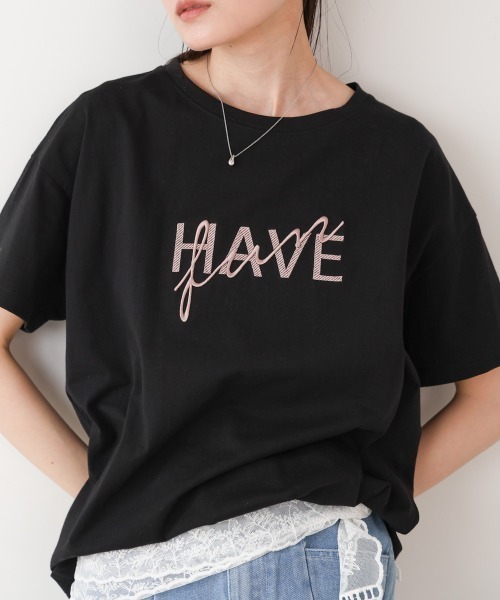 Bab（バブ）の「ロゴ刺繍デザイン半袖Ｔシャツ（Tシャツ/カットソー・レディース・オフホワイト/ブラック/グレイッシュベージュ/ライトグレー・MEDIUM）」の2枚目の写真