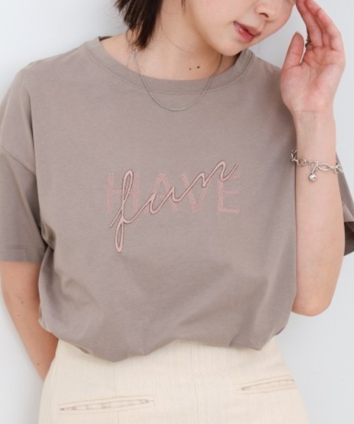 Bab（バブ）の「ロゴ刺繍デザイン半袖Ｔシャツ（Tシャツ/カットソー・レディース・オフホワイト/ブラック/グレイッシュベージュ/ライトグレー・MEDIUM）」の21枚目の写真
