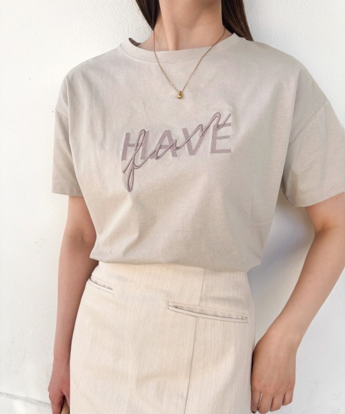 Bab（バブ）の「ロゴ刺繍デザイン半袖Ｔシャツ（Tシャツ/カットソー・レディース・オフホワイト/ブラック/グレイッシュベージュ/ライトグレー・MEDIUM）」の7枚目の写真