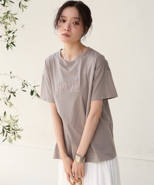 Bab（バブ）の「ロゴ刺繍デザイン半袖Ｔシャツ（Tシャツ/カットソー・レディース・オフホワイト/ブラック/グレイッシュベージュ/ライトグレー・MEDIUM）」の11枚目の写真